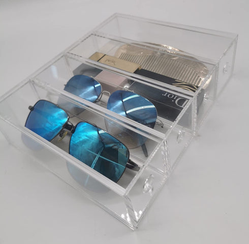 JING CAI Clear cosmetic Makeup and Jewelry and pencils Storage Case Display ,4drawers - Spacious Design - Great for Bathroom, Dresser, Office desk organizer, Vanity and Countertop