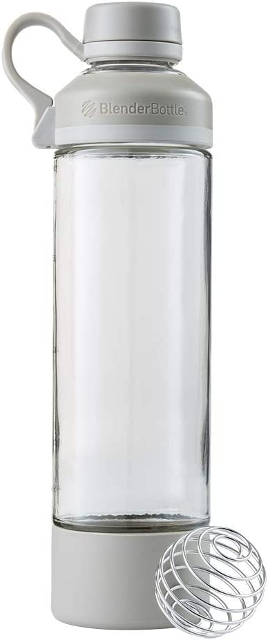 BlenderBottle Mantra Glass Shaker Bottle, 20-Ounce, Pebble Grey
