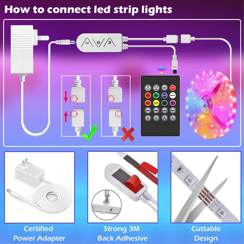 Led Strip Lights,20ft/6M Led Light Strips Music Sync Color Changing RGB Led Strip Built-in Mic,Bluetooth App Control LED Rope Lights with Remote,5050 RGB Led Lights for Bedroom,TV,Party