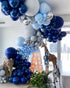 Wecepar 168pcs DIY Balloons Garland with Night Blue Macaron Blue Metallic Sliver Grey Balloon Arch Garland For Jungle Safari Theme Party Woodland , Weddings , Birthday Parties , Baby shower Party Decorations