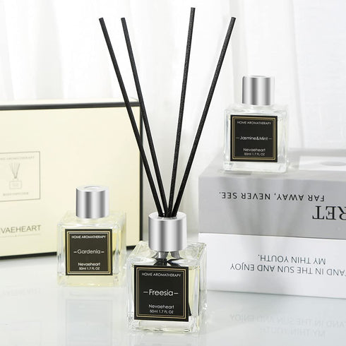 NEVAEHEART Reed Diffuser Set, Gardenia/Freesia/Jasmine & Mint, 1.7OZ x 3 Packs Reed Diffuser, Oil Diffuser Sticks, Home Fragrance Products, Fragrance Diffuser with Gift Box