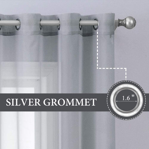 MIULEE 2 Panels Solid Color Dark Grey Sheer Curtains Elegant Grommet Window Voile Panels/Drapes/Treatment for Bedroom Living Room (54X84 Inch)