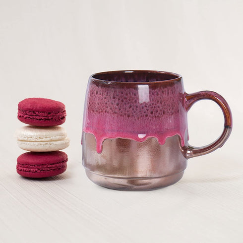 LMYFFF Large Ceramic Coffee Mug,21 Oz,Gilt Pink Big Tea Cup for Office and Home, Dishwasher and Microwave Safe¦