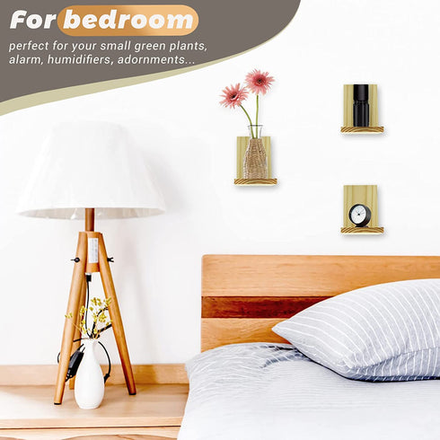 Small Floating Shelf for Wall, 4 Inch Natural Wood Wall Shelves Display Ledges for Small Plant Wall Shelf Compact Style Decor Mini Hanging Display Shelves for Livingroom Bedroom, Pine Wood, Set of 3