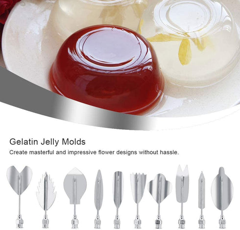 Stainless Jelly Molds, 3D Gelatin Jelly Molds Stainless Steel DIY Pudding Art Needle Syringe Cake Decorating Tool mold kit Stainless Jelly Art(?35100‘M))