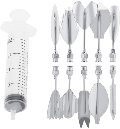 Stainless Jelly Molds, 3D Gelatin Jelly Molds Stainless Steel DIY Pudding Art Needle Syringe Cake Decorating Tool mold kit Stainless Jelly Art(?35100‘M))