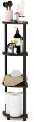 Furinno Turn-N-Tube 4-Tier Corner Display Rack Multipurpose Shelving Unit, Dark Brown Grain/Black