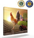 Farm Animal Bathroom Decor Canvas Wall Art Painting,Chicken Cock Rooster Stand on Wood Stake in Farmland Canvas Prints Artwork Home Decor for Living Room, Kitchen, Office, Framed Ready to Hang