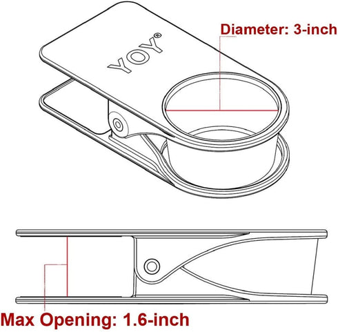 YOY 2 Pack Drink Cup Holder Clip - Table Desk Side Water Glass Beer Bottle Beverage Soda Coffee Mug Holder Cup Saucer Clip Design for Home Office, Black