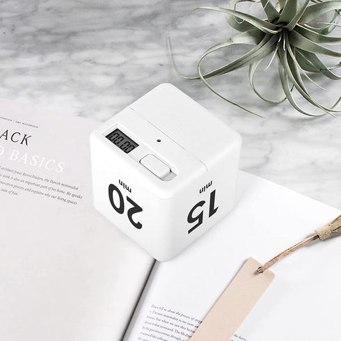 MEANLIN MEASURE White Cube Timers,15-20-30-60 Minutes Gravity Sensor Flip Timer,Kitchen Timer,Kids Timer for Time Management,Exercise Management,Studying,Cooking and Meeting