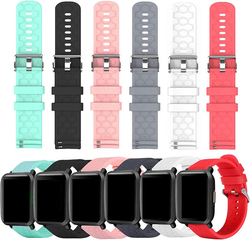 6-Pack Soft Silicone Bands Compatible with SoundPEATS Watch 1 Smart Watch, Quick Release Replacement Bands Sport Wristbands for SoundPEATS Watch 1(NOT for Watch Pro 1)