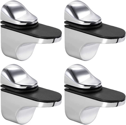uxcell Glass Shelf Bracket Wall Mount Adjustable Zinc Alloy Bright Chrome Clamp for 3-20mm Thickness 4pcs
