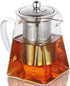 Glass Teapot with Infuser,820ML/29OZ Borosilicate Tea Kettle with Infuser for Loose Leaf Tea, Microwavable and Stovetop Safe -Square Shape¦