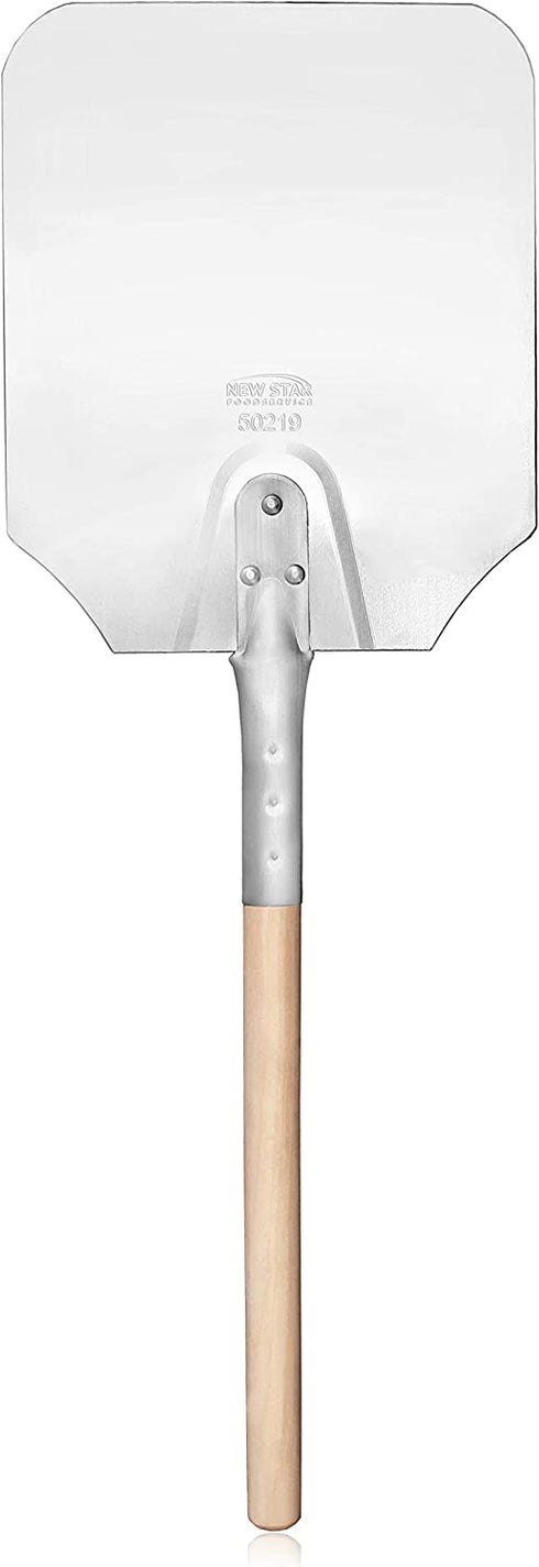 New Star Foodservice 50219 Aluminum Pizza Peel, Wooden Handle, 9 x 11 inch Blade, 26 inch overall