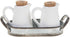 Mud Pie Farmhouse Inspired Ceramic Aluminum Salt and Pepper Caddy Set, One size, White