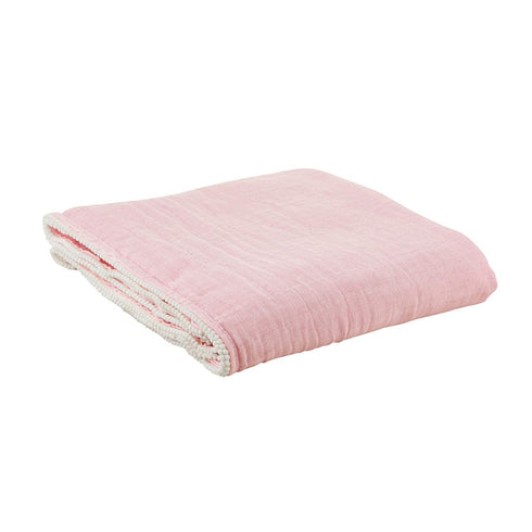 Stephan Baby Cotton + Viscose Swaddle Blanket, 45" x 45", Pink with Micro Pompom Trim