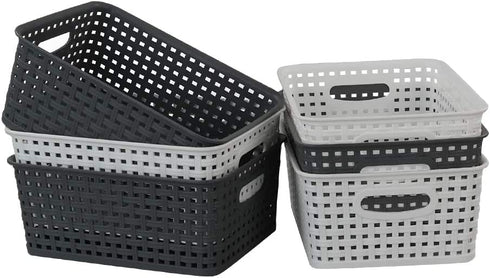 Tstorage Plastic Small Storage Baskets for Kitchen, Bathroom, Office, 6 Packs