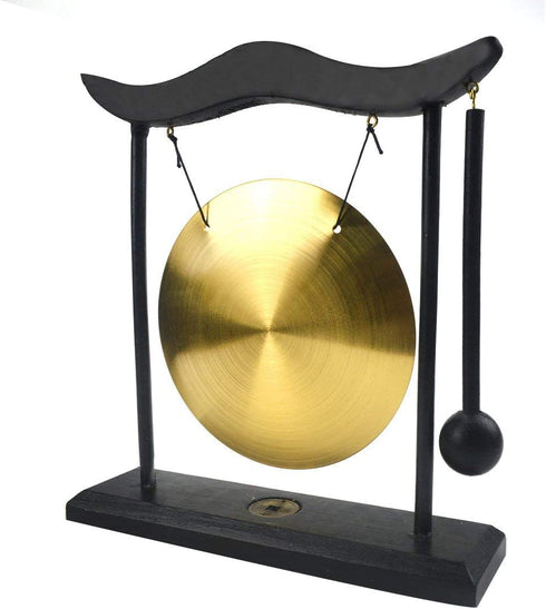 Feng Shui Brass Gong Desktop Zen Art for Fortune + Free Red String Bracelet H1301