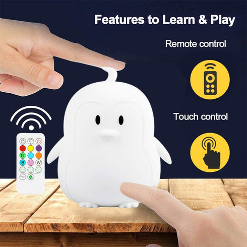 Yuede Kids Night Light (Silicone Light) USB Rechargeable Penguin Night Lights, 9 Colors Change with Touch Sensor and Remote Control for Baby/Kids/Adult Bedroom (Penguin)