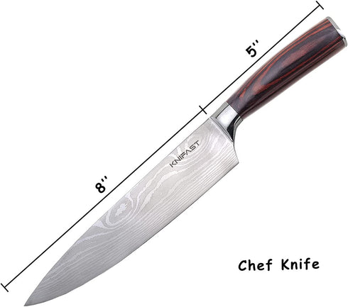 KNIFAST Chef Knife Kitchen Knife, Germany High Carbon Stainless Steel Professional Chef Knife, Ultra Sharp, Forged (Chef knife)