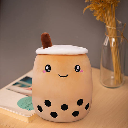DITUCU Cute Boba Tea Plush Stuffed Toy Brown Pearl Milk Tea Bubble Plush Pillow Home Soft Hug Pillow Milk Tea Gift for Kids (Brown, 13.7 inches)
