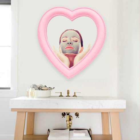 Heart Makeup Mirror Heart Mirror Cosmetic Mirror Wall Desktop Mirror Bedroom Mirror Gift for Women (Light Pink)