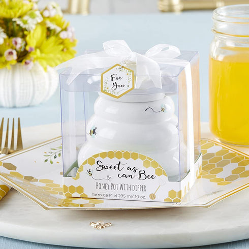 Kate Aspen Sweet as Can Bee Honey Jar, Large, White