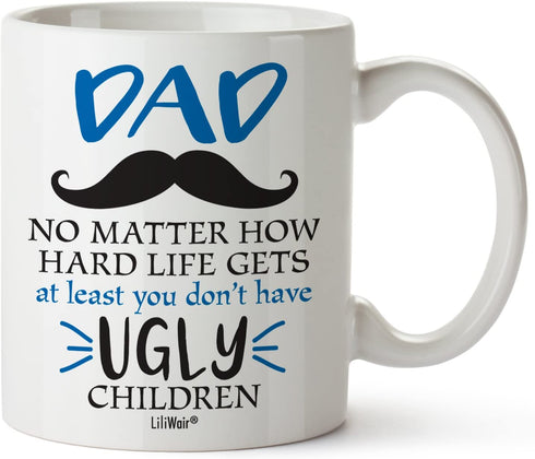 Father Day Gifts for Dad From Daughter Son, Father's Day Coffee Mug, Dad Gifts, Best Cool Happy Funny First Birthday Mugs For Father, Daddy Stepdad Stepfather Step Dad's Presents Cup From Kids