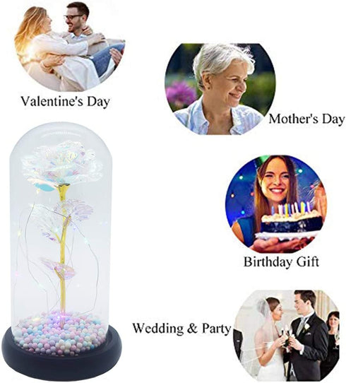 Birthday Gifts for Her/Women/Mom/Wife, Galaxy Rose Flower Gift with Led Light String , Best Anniversary Day Gifts for Her/Women/Mom/Wife (Foam White)