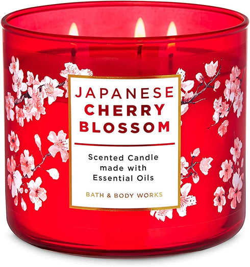 Bath and Body Works JAPANESE CHERRY BLOSSOM 3-Wick Candle 14.5 Ounce