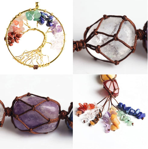 7 Chakras Stones Healing Crystals Tree of Life Wall Hanger Tumbled Gemstones Meditation Hanging Ornament Christmas Tree Memorial Hanging Pendant Xmas Gift