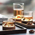 Whiskey Glass Mountain Fuji Style Wine Glass Teacups with Wooden Bottom - Infusing Coffee, Milk, Tea