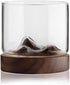 Whiskey Glass Mountain Fuji Style Wine Glass Teacups with Wooden Bottom - Infusing Coffee, Milk, Tea