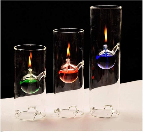 Adsled Clear Glass Oil Light Borosilicate Includes Bliss Suspended Hurricane Candle Holder Sleeve Paraffin Lamp 18CM