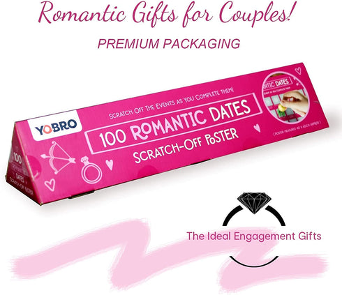 YOBRO 100 Dates Scratch Off Poster, Date Night Ideas Poster, Romantic Gifts for Women, Anniversary for Couples, Engagement Gifts for Her, or Just to Show Someone You Love Them