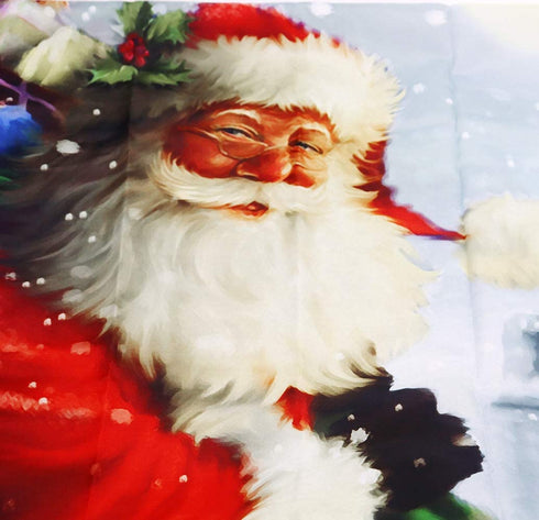 Hiyoo Christmas Santa Claus Shower Curtain with Hooks, Xmas New Year Home Decorations Winter Bathroom Decor Waterproof Polyester Fabric Shower Curtain - Happy Santa Gift-Giving 60" W x 72" L