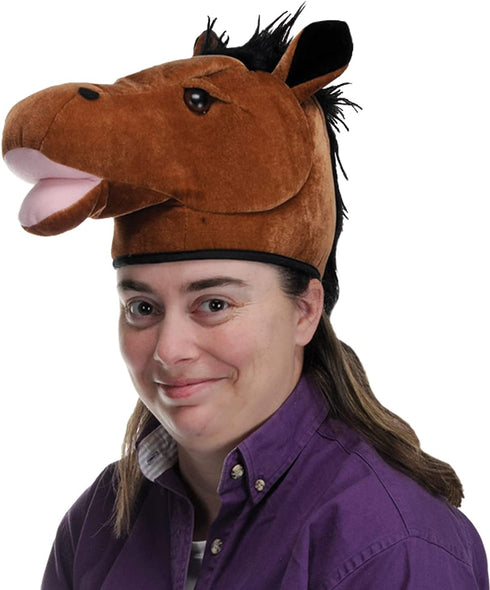 Plush Horse Head Hat Party Accessory (1 count) (1/Pkg)
