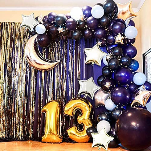 Silver Moon Star Shape Balloons Big Size Jumbo Mylar Foil Helium Balloons Celebrations for Baby Shower Bar Theme Valentines Engagement Wedding Decors Anniversary Birthday Decorations Party Supplies
