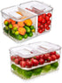 Slideep Food Storage Containers Fridge Produce Saver, Stackable Refrigerator Organizer Keeper Foldable lid with Removable Drain Tray for Produce, Fruits, Vegetables 2800 ml - 2 Pack