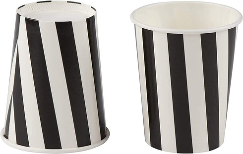 Black and White Party Bundle, Includes Plates, Napkins, Cups, and Cutlery (24 Guests,144 Pieces)
