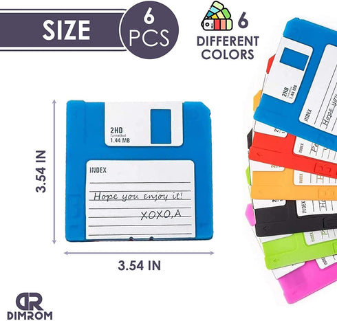 6 PCS Silicone Floppy Disk Coaster For Tables, Drink Coasters for Tabletop Protection - Cheerful Funny Coasters Suitable For All Cups, Glasses, Mugs - Reusable Silicone Coasters for Coffee Table
