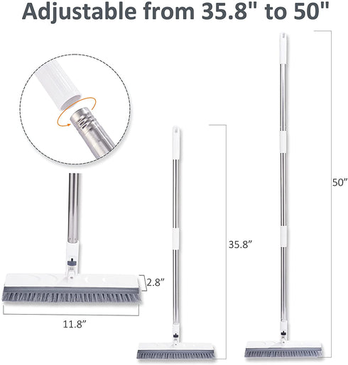 Keypan 2 Pack Scrub Brush for Cleaning, Floor Scrub Brush with Long Handle 50" and Adjustable Head, Cleaning Scrubber Brush for Shower Deck Bathtub Tub Tile Grout Bathroom Patio Kitchen