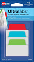 Avery Multiuse Ultra Tabs, 2" x 1.5", 2-Side Writable, Red/Blue/Green, 48 Repositionable Tabs (74757)