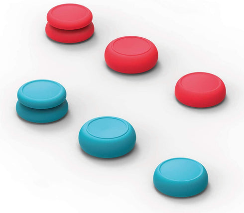Skull & Co. Skin, CQC and FPS Thumb Grips Set Joystick Cap Analog Stick Cap for Nintendo Switch Joy-Con Controller - Neon Red+Blue, 3 Pairs(6pcs)