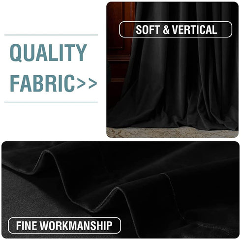 Velvet Curtains for Bedroom-Velvet Curtains 63 Inches Room Darkening Super Soft Luxury Velvet Textured Drapes Thermal Insulated Grommet Panels for Living Room(2 Panels, 52 x 63 Inch, Black)
