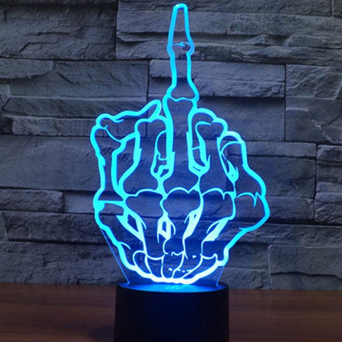 ZTOP Middle Finger Gesture 3D LED Optical Illusion Night Lamp 7 Color Change Touch Switch USB Powered Desk Light Christmas Thanksgiving Decor