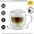 Creano Double Wall Glass Mugs 9 OZ with Handle and Saucer, Insulated Cup - 2X 9oz (250ml)