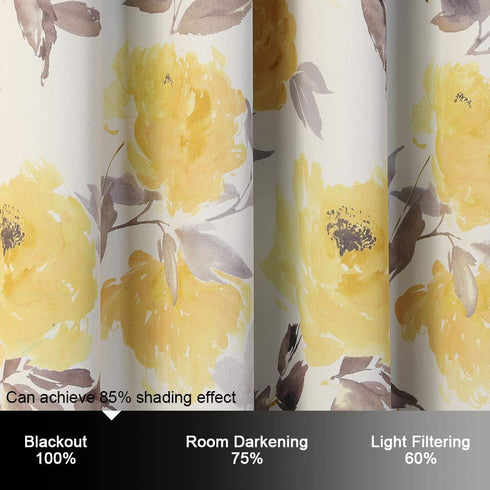 MYSKY HOME Printed Blackout Curtains for Bedroom 63 Inch Length,Thermal Insulated Grommet Room Darkening Curtain Panels for Living Room,42" W x 63" L,Yellow, 2 Panels