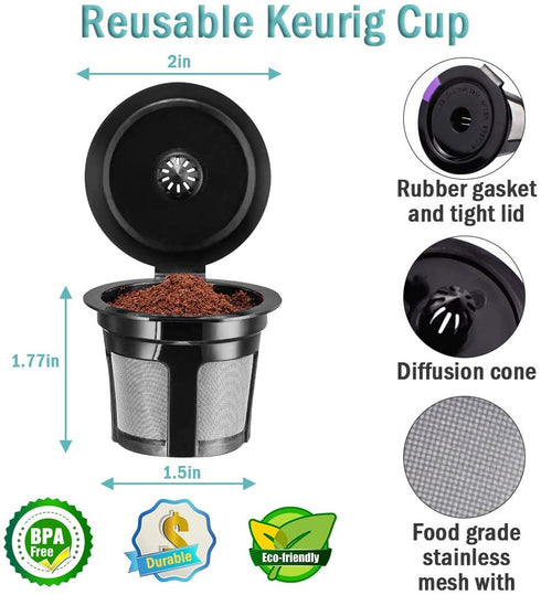 200 Unbleached Paper Filter with Lid and 2 Reusable Kerig Filter Pods,CAPMESSO Disposable Kerig Filters Single Serve Coffee Filters Compatible with Keurg 2.0&1.0 Coffee Maker