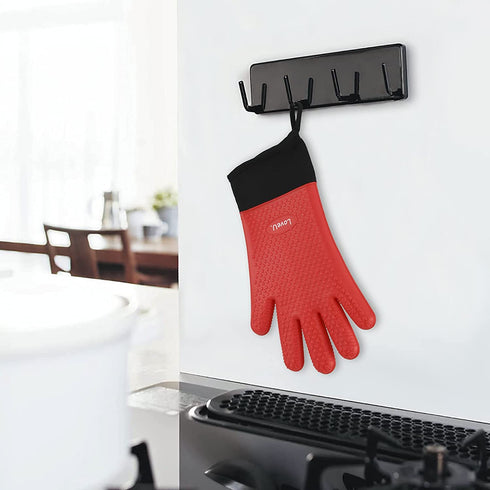 Loveuing Kitchen Oven Gloves - Silicone and Cotton Double-Layer Heat Resistant Oven Mitts/BBQ Gloves/Grill Gloves - Perfect for Baking and Grilling